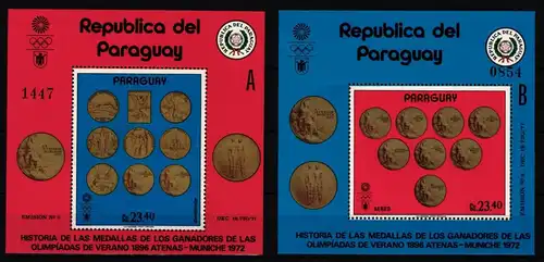 Paraguay Block 195 und 196 postfrisch Olympische Spiele #KC335