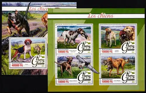 Guinea 11676-11679 und Block 2631 postfrisch Kleinbogen / Hunde #KC305