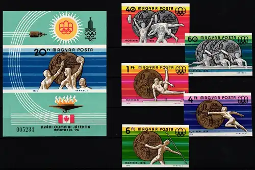 Ungarn 3164-3168 und Block 122 B postfrisch Olympische Spiele #KC365