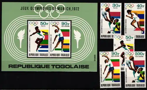 Togo 930-934 und Block 65 postfrisch Olympische Spiele #KC322