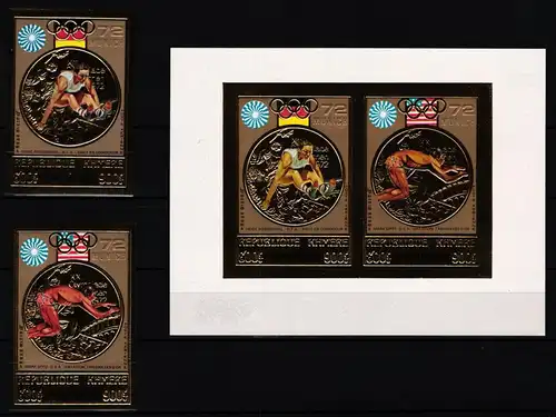 Kambodscha 368 und 369 und Block 31 B postfrisch Olympische Spiele #KC327