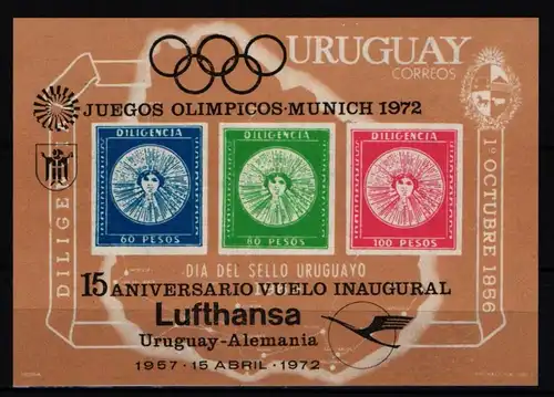 Uruguay Block 15 postfrisch Olympische Spiele #KC354