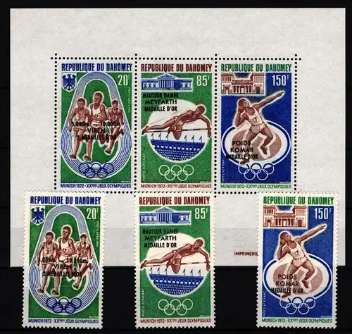 Dahomey 499-501 und Block 20 postfrisch Olympische Spiele #KC352