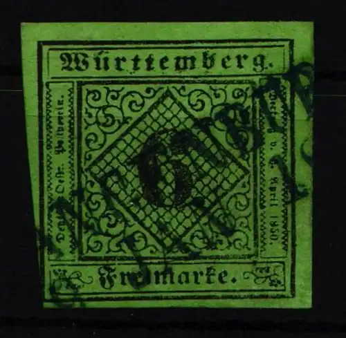 Württemberg 3 b gestempelt unten links leicht berührt #NC949