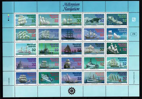 Marshall Inseln 683-707 postfrisch Zusammendruckbogen / Schifffahrt #KC152