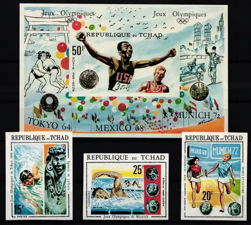 Tschad 534-536 und Block 40 postfrisch Olmypia #KC393
