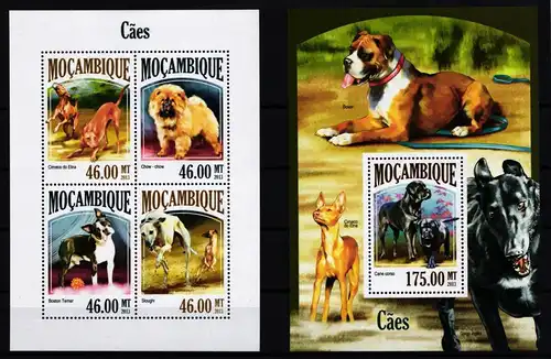 Mosambik 6982-6985 und Block 836 postfrisch Kleinbogen / Hunde #KC472