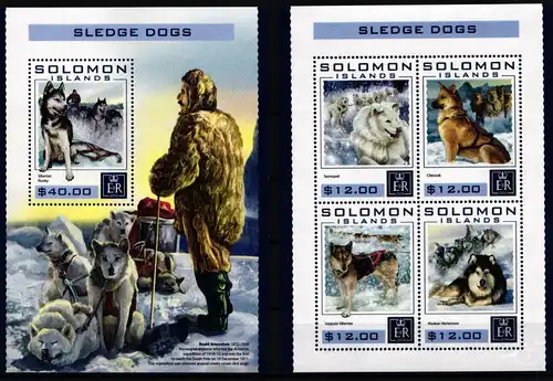 Salomon Inseln 3891-3894 und Block 559 postfrisch Kleinbogen / Hunde #KC492