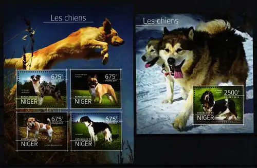 Niger 3204-3207 und Block 385 postfrisch Kleinbogen / Hunde #KC493