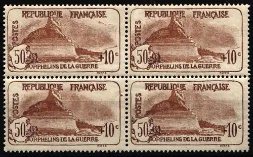 Frankreich 212 mit Falz als Viererblock #KZ637