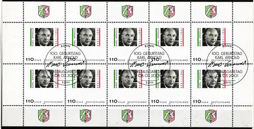 BRD Bund 2173 gestempelt 10er Bogen #KF488