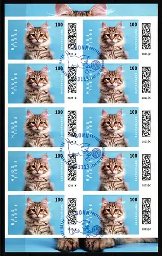 BRD Bund Folienblatt 124 mit 3751 gestempelt Katze #NB664