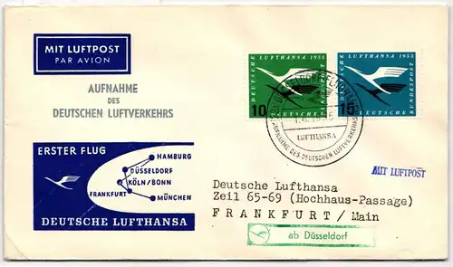 BRD 206-207 auf Brief Wiederaufnahme Deutscher Luftverkehr #NB388