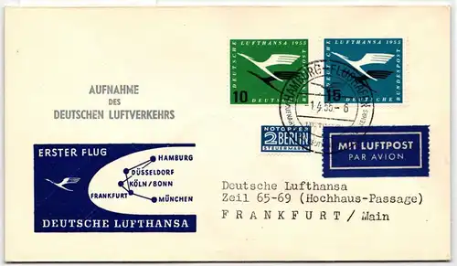 BRD 206-207 auf Brief Wiederaufnahme Deutscher Luftverkehr #NB384