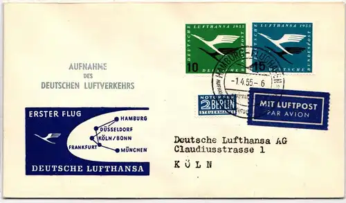 BRD 206-207 auf Brief Wiederaufnahme Deutscher Luftverkehr #NB385
