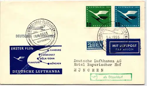 BRD 206-207 auf Brief Wiederaufnahme Deutscher Luftverkehr #NB387