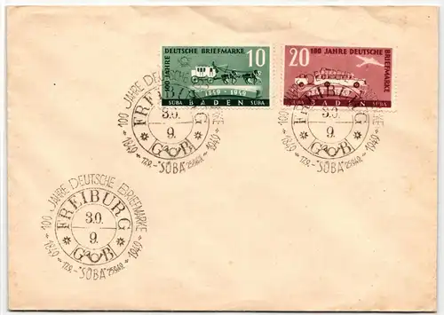 Französische Zone Baden 54-55 auf Brief SÜBA-Stempel #NB425
