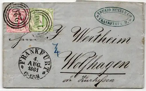 Thurn & Taxis 20, 22 auf Brief typischer Taxisschnitt #NB437