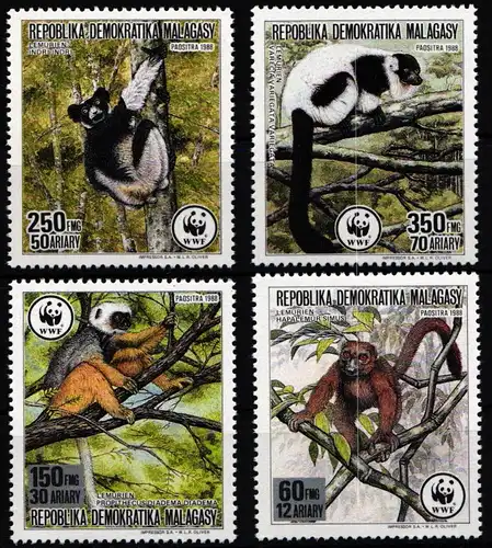 Madagaskar 1110-1113 postfrisch Wildtiere, Affen #JW503