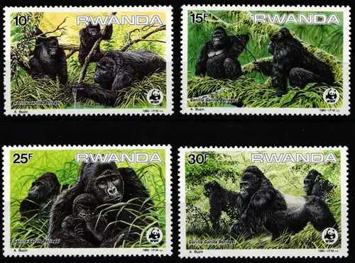 Ruanda 1292-1295 postfrisch Wildtiere, Gorillas #JW527