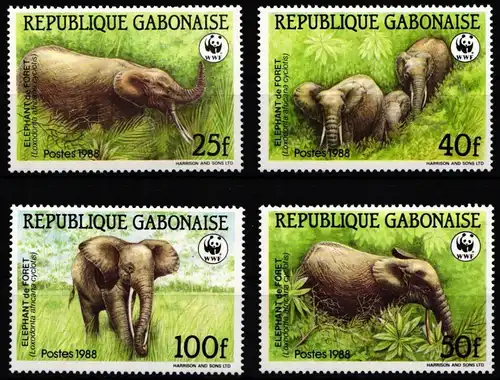 Gabun 1009-1012 postfrisch Wildtiere, Elefant #JW496
