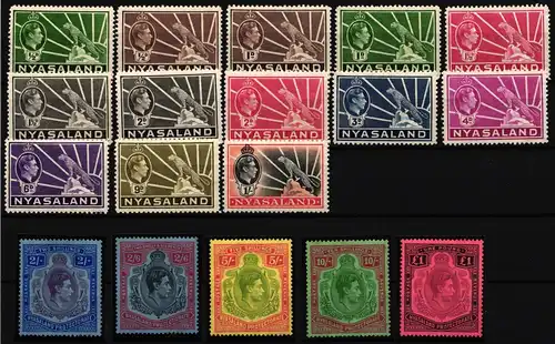 Nyassaland 52-69 mit Falz Freimarken König Georg VI. #JW559
