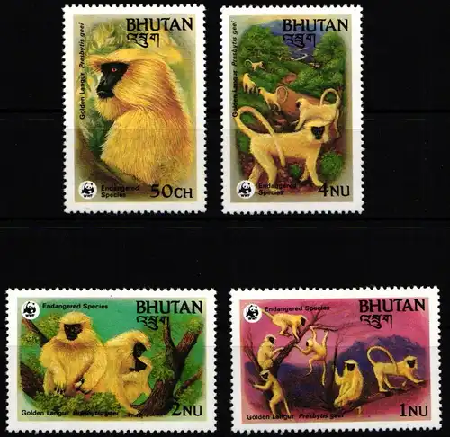 Bhutan 840-843 postfrisch Wildtiere, Affen #JW511