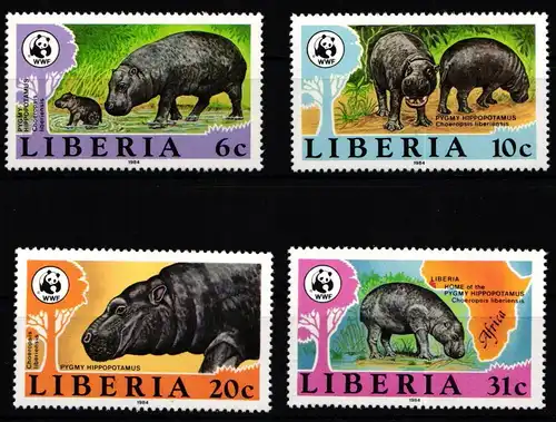 Liberia 1315-1318 postfrisch Wildtiere, Flußpferd #JW515
