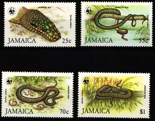Jamaika 591-594 postfrisch Schlangen, Reptilien #JW538