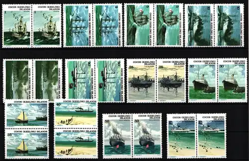Kokos-Inseln 20-31 postfrisch als Paare, Schiffe #JW584