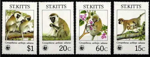 St. Kitts 517-520 postfrisch Wildtiere, Affen #JW536