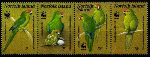 Norfolk Inseln 421-424 postfrisch Vögel, Papageien #JW530