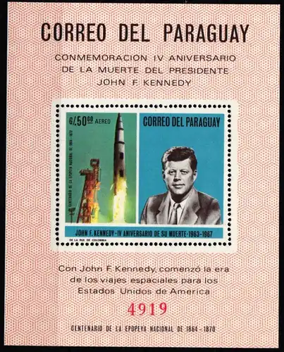 Paraguay Block 110 postfrisch John F. Kennedy #NB018