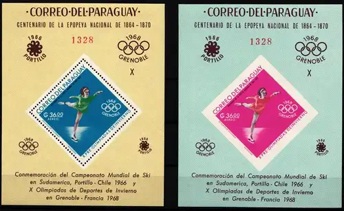 Paraguay Block 91-92 postfrisch Olympiade Grenoble #NB008