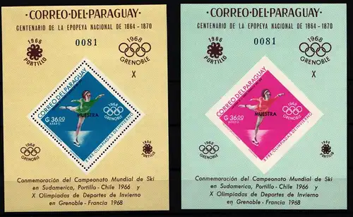 Paraguay Block 91-92 postfrisch Olympiade Grenoble, Muster/ Muestra #NB017