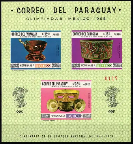 Paraguay Block 108 postfrisch Mexiko 1968 #NB021