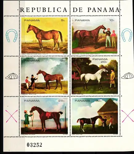 Panama 1118-1123 postfrisch als Kleinbogen, Pferde #NB046