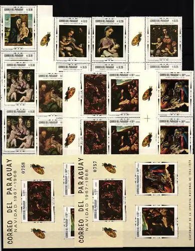 Paraguay Block 109 + 1801-1809 postfrisch als Paare, Muster/ Muestra #NB033