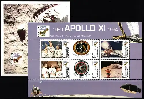 Dominica Block 275 + 1901-1906 postfrisch Apollo 11 #NB058