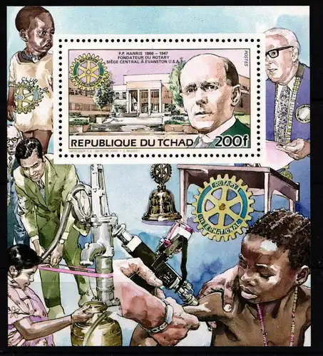 Tschad 1032 postfrisch als Einzelblock, Rotarier #NB149