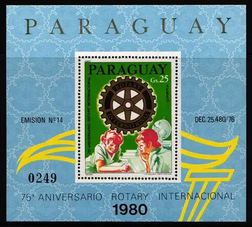 Paraguay Block 353 postfrisch Rotarier #NB143