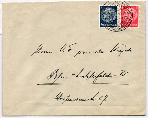 Deutsches Reich 514, 517 auf Brief Sonderstempel Landeskriegerverband #NB571