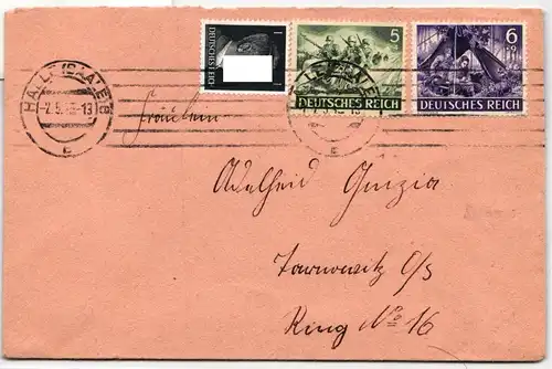 Deutsches Reich 834 u.a. auf Brief als Mischfrankatur portogerecht #NB563