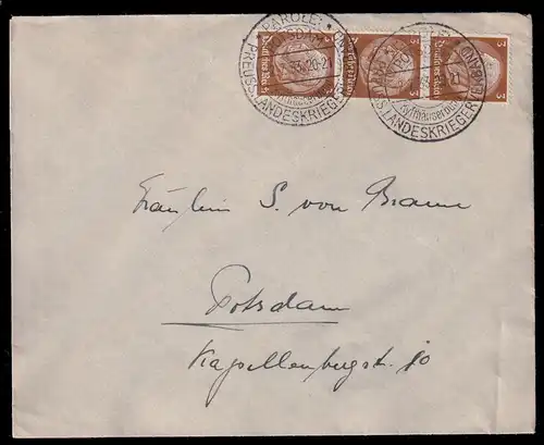 Deutsches Reich 513 auf Brief Sonderstempel Landeskriegerverband #NB567