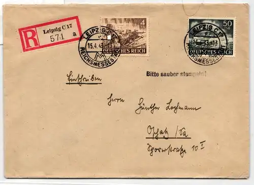 Deutsches Reich 842 u.a. auf Brief als Mischfrankatur portogerecht #NB562