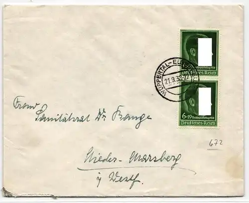 Deutsches Reich 672 auf Brief als Mehrfachfrankatur portogerecht vom OR #NB529