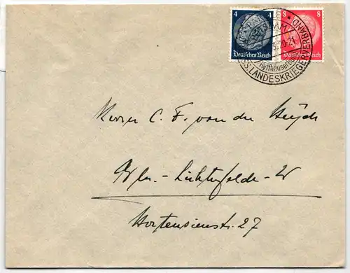 Deutsches Reich 514, 517 auf Brief Sonderstempel Landeskriegerverband #NB569