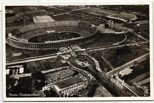 Deutsches Reich Olympiade auf Postkarte Berlin Reichssportfeld ungelaufen #NB552