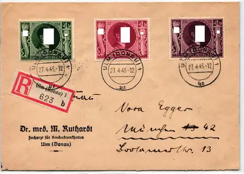Deutsches Reich 845, 847-48 auf Brief als Mischfrankatur portogerecht #NB547