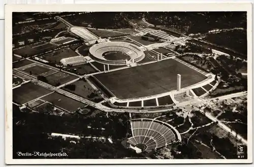 Deutsches Reich Olympiade auf Postkarte Berlin Reichssportfeld ungelaufen #NB553